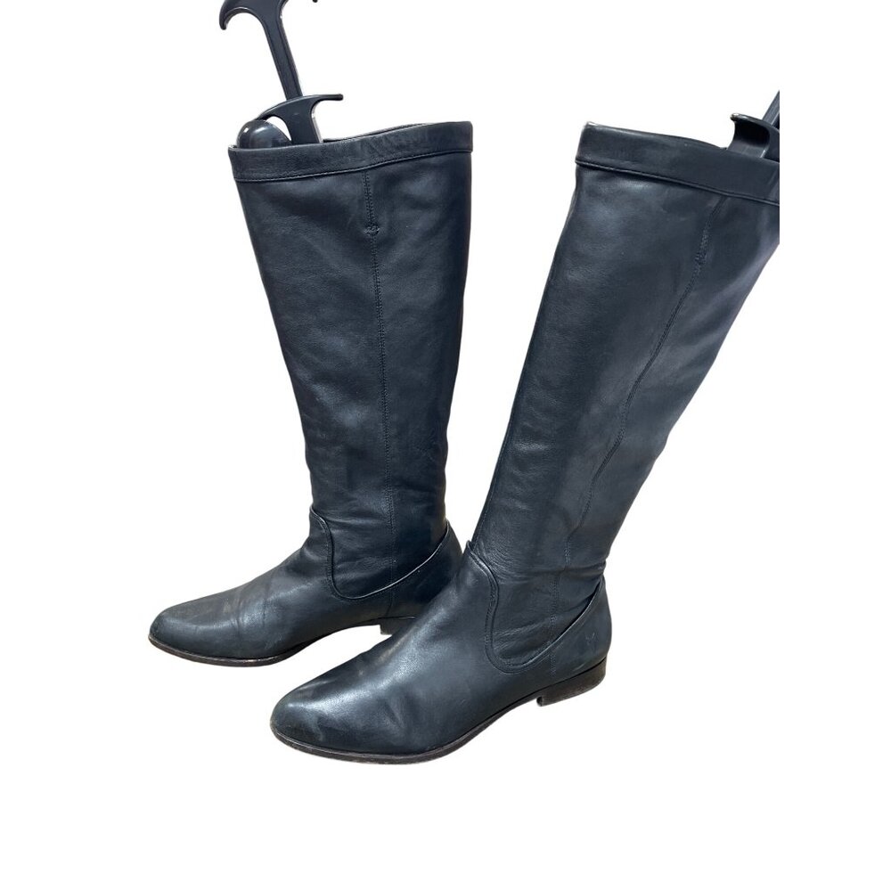 Frye Slouch Womans Black Leather Below Knee Riding Boots SZ 8M SKU 9399 - Picture 3 of 12